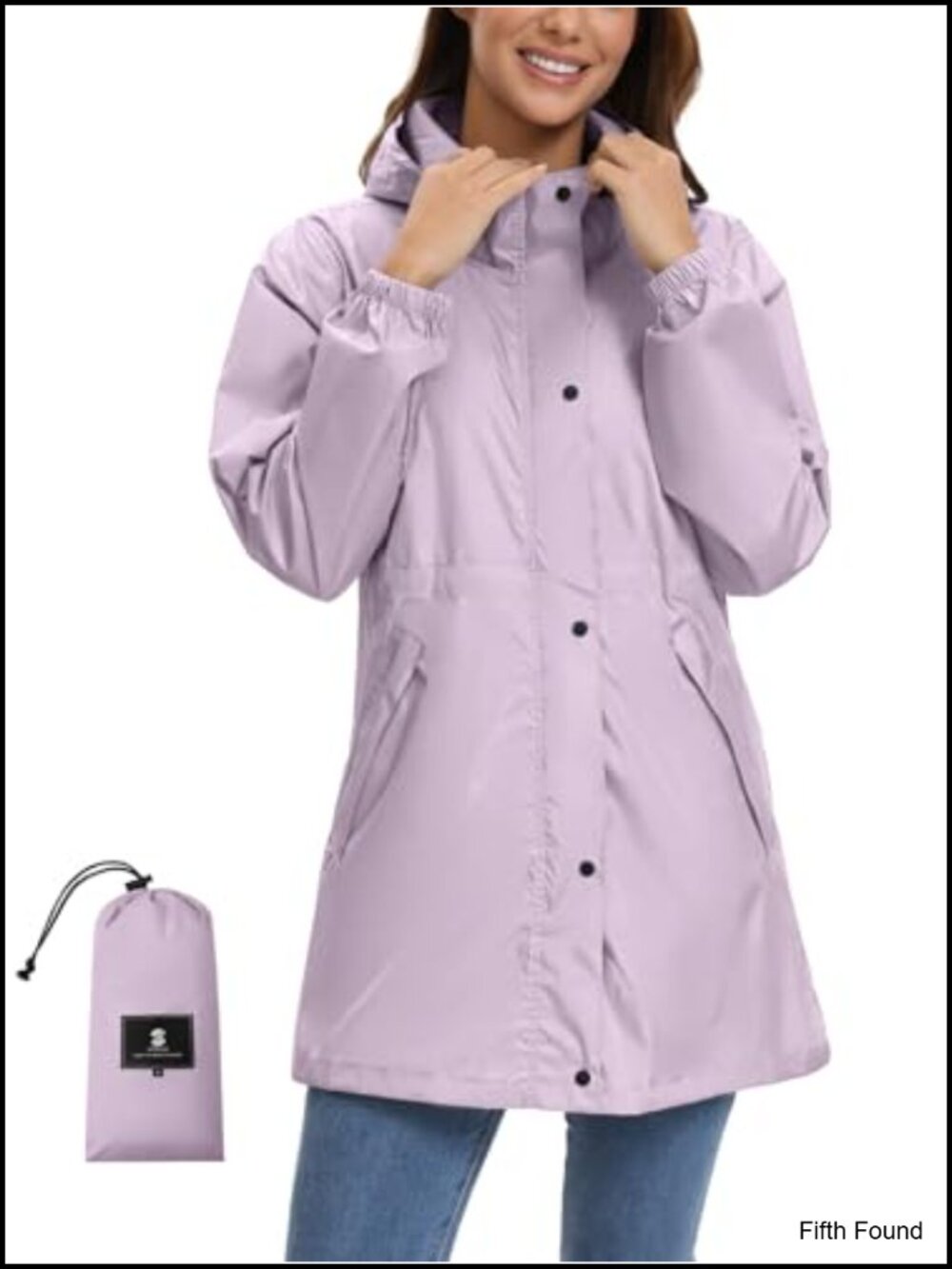 Lightweight Packable Waterproof Rain Jacket Hooded Trench Coat